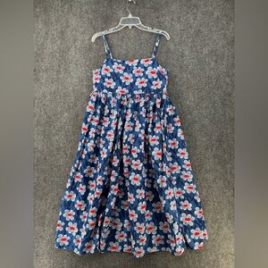 Hanna Anderson Red White Blue Floral Smocked Maxi Dress Women’s Medium Patriotic